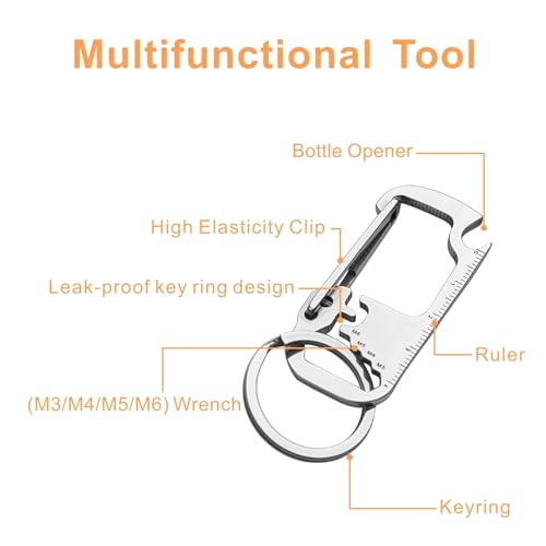 Carabiner Clip Keyring Stainless Steel Key Ring Portable Pocket Tool Keychain Mini Bottle Opener Keyring Multitool for Men and Women 3 Carabiner Clip Keyring Stainless Steel Key Ring Portable Pocket Tool Keychain Mini Bottle Opener Keyring Multitool for Men and Women - Image 3