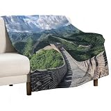 KWQDOZF Coperta da tiro The Great Wall Mountain per divano, morbida e soffice flanella classica coperta cinese con paesaggio le per campeggio e viaggi, 50x60 pollici