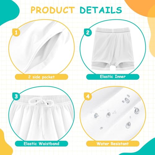 GuoChe Boy Swim Trunks Youth Quick Dry Elastic Basketball Shorts Lined White4