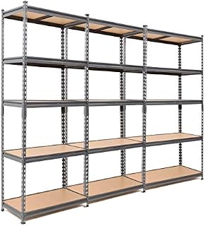 3 x Heavy Duty Steel Shelving Garage Racking Unit 175kg per shelf (5 Levels 1800mm H x 900mm W x 450mm D) FREE NEXT DAY DELIVERY