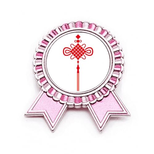 Broche nœud de Chine rouge un cadeau original motif rose M
