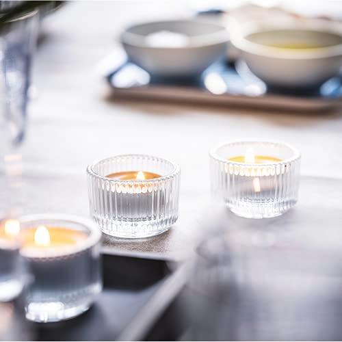 4-Piece Transparent Glass Small Candle Holder, Striped Glass Tea Light Candle Holder, Used For Wedding Party Dinner, Wedding, Birthday And Home Decoration #TOP3