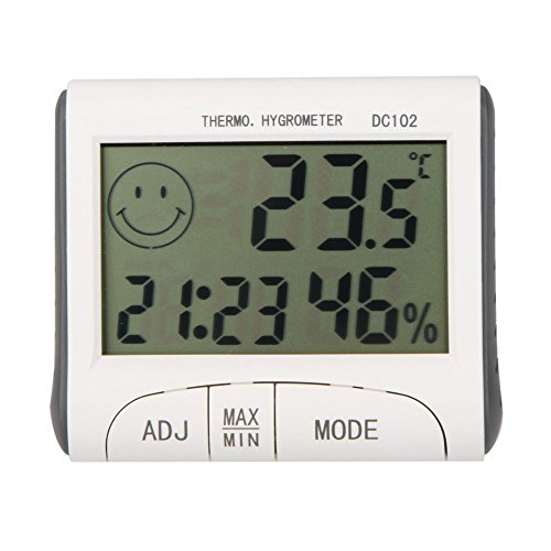 Thermometer - TOOGOO(R) LCD-Digital-Thermometer Hygrometer Feuchtigkeit Temperatur-Messgeraet Uhr / magnetische Weiss