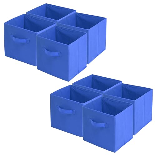 Image of Kuber Industries (Pack of 8) Foldable Storage Box | Multipurpose Storage Organizer For Clothes | Plain Wardrobe Organizer for Book, Stationary & Toys | 11 Inch | Royal Blue
