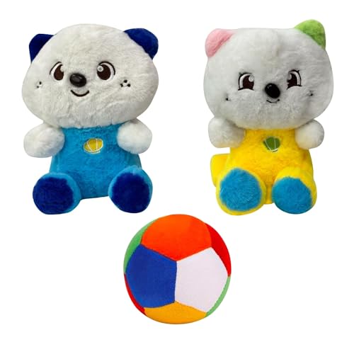 Image of EITHEO Soft Ball Multicolor Panda Blue Panda Yellow Pack 3 Soft Plush Stuffed Animals for Kids Boys Girls | Gift Set