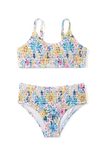 Arshiner Niñas Conjuntos de Bikini Flores Verano Niños Raje de Baño de Dos Piezas Correas Ajustables Tankini Impreso Moda Bralette Bikini Set para Niñas 9-10 Años