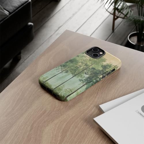 Coque iPhone 14 Plus design nature art ligne arbre verte