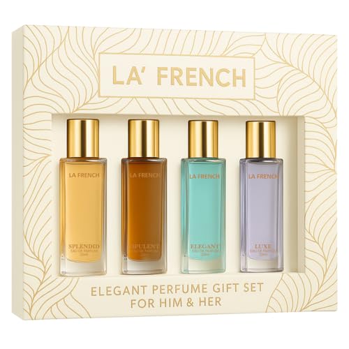 La French Unisex Perfume Gift Set – 4 x 20ml | Elegant Fragrance Set for Him & Her | Includes Splendid, Opulent, Elegant & Luxe Scents | Long-Lasting Eau de Parfum