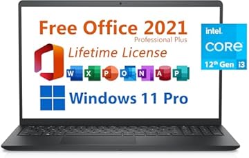 Dell 2024 Inspiron 15 Laptop, Free Microsoft Office 2021 with Lifetime License, 15.6" FHD 1920 x 1080, Intel 6-Core i3-1215U upto 4.4 GHz, 16GB DDR4 RAM, 512GB PCIe SSD, Windows 11 Pro, Black