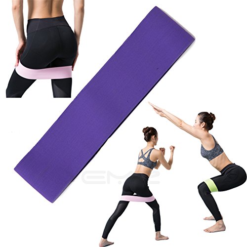 Resistance Hip Band, Non-slip Elastic Cotton Resistance Exercise Band, Home Fitness Equipment for Glutes Butt Peach Booty Workout, Leg Stretching Warming Up Training Circle, with Carry Bag (M, Purple)