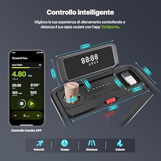 Mobvoi Home Tapis Roulant Ultra AI Intelligente 3 in 1 con Inclinazione del 6%, 12km/h 2,5HP Supporto per Tapis Roulant per Tazza Telefono Laptop Ampia Area di Corsa TicSports Zwift Kinomap 120kg