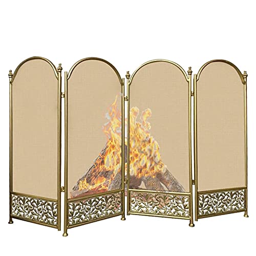 Protector de Pantalla para Chimenea, Pantalla para Chimenea Dorada, Protector de Chimenea Independiente, Pantalla para Chimenea Resistente, Valla de s