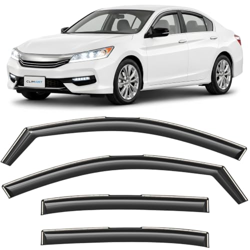 Image of CLIM ART in-Channel Incredibly Durable Rain Guards for Honda Accord 2013-2017 Sedan, Original Window Deflectors, Vent Window Visors, Vent Deflector, 4 pcs. - 613274