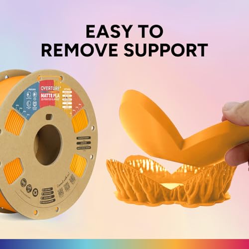 Image of OVERTURE Matte PLA 3D Printer Filament 1.75mm, Matt Surface & Low Warping Filament 1kg Spool (2.2 lbs), Accuracy + /- 0.02 mm, Fit Most FDM Printers (Matte Orange)