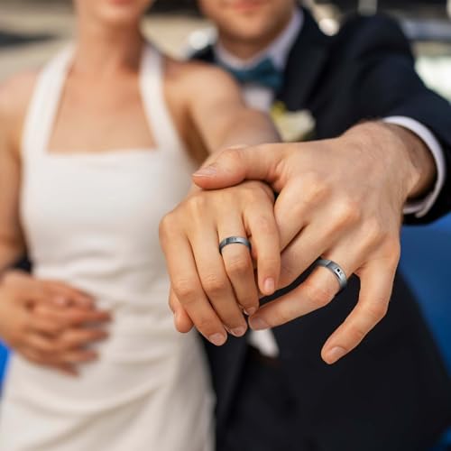 Personalized Matching Rings for Couples 2PCS Stainless Steel Couples Rings for Him and Her Set Engraved Promise Ring for Women Men Valentine's Day Birthday Anniversary Wedding Gift4
