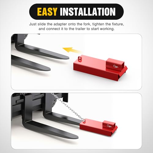 Image of Nilight Forklift Trailer Hitch Attachment Fits 2 Inch Receiver Clamp on Pallet Fork Trailer Towing Adapter with Safety Chain & Hook Red
