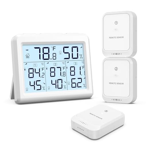 AMIR Indoor Outdoor Thermometer, 3 Channels Digital Hygrometer Thermometer with 3 Sensor, Humidity Monitor Wireless with LCD Display, Room Thermometer and Humidity Gauge for Home, Office, Baby Room