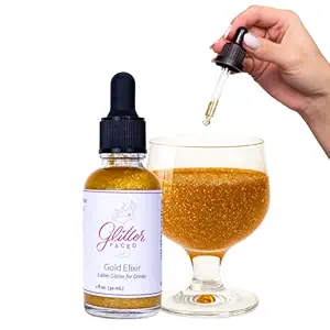 Glitter Faced Gold Edible Glitter For Drinks With 0-Calories, No Taste or Texture | 30ml Food-Grade, 30 Drinks, Luster Dust | Ideal for Beverages, Galentine’s, Parties & Events | Made in USA