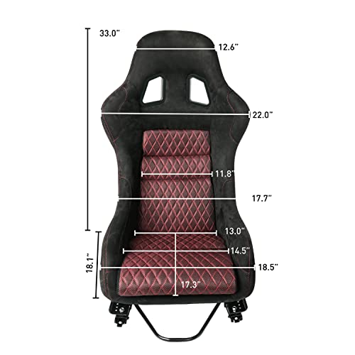 1 Piece Racing Seat With Double Sliders And L Bracket, Fiber Glass Back, Racing Bucket Seat Recommended For 4-Point Seat Belt Harnesses, Not Adjustable #TOP7