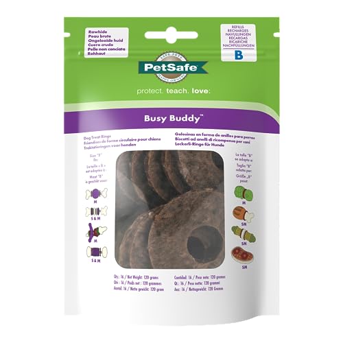 PetSafe - Biscotti-Ricompensa ad Anello in Cuoio Grezzo per i Giochi per Cani Busy Buddy, 16 ricariche - Misura B