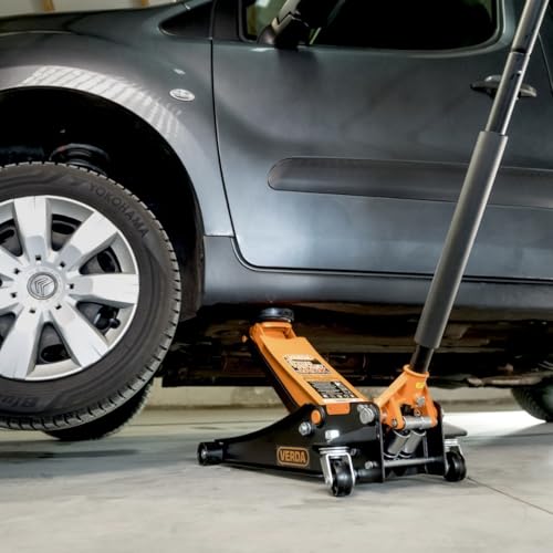 Verda Wagenheber hydraulisch 3T Hubhöhe 75-515 mm, 2X Gummi, mit Schmiernippel, Doppelpumpsystem...