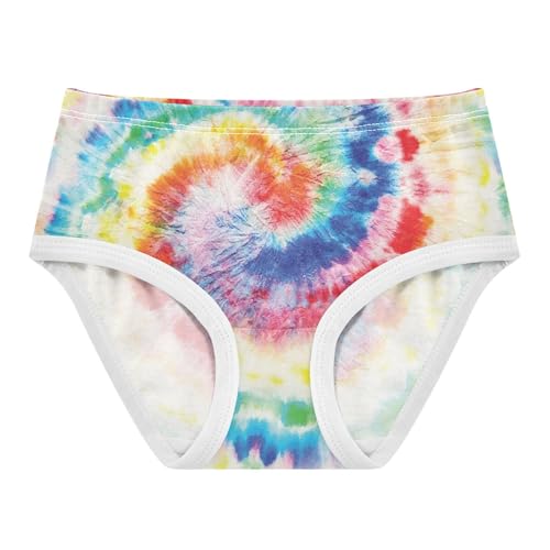 Little Girls' Soft Cotton Underwear Kids Breathable Comfort Colorful Tie Dye Panties Briefs Toddler Undies