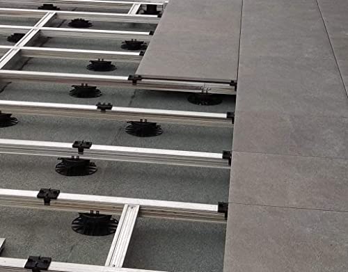 Gartenwelt Riegelsberger Premium Aluminium Montagesystem-Set für Keramik-, Stein-, Betonplatten Komplett-Set Made in Germany Plattenformat 60x60 cm Terrassenfläche 3x3 m | 9 m² Aufbauhöhe 76-89 mm