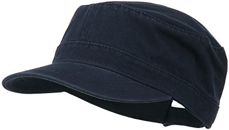Garment Washed Adjustable Army Cap (One Size, Blue)