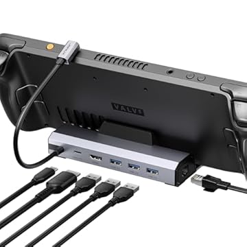 JSAUX Estação de ancoragem para Steam Deck/ROG Ally/Legion Go/MSI Claw, base Steam Deck 6 em 1 com HDMI 4K a 60Hz, Gigabit Ethernet, 3 USB-A 3.0 e carregamento de 100 W, compatível com Steam Deck