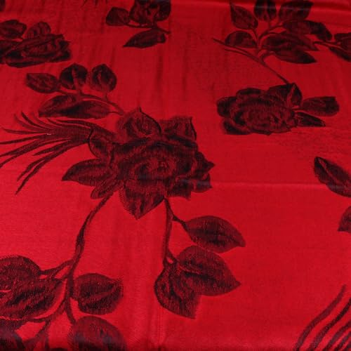 Women Soft Silky Pashmina Reversible Floral Rose Shawl Wrap Scarf w/Fringes3