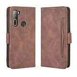 Lucyliy Case Compatible with HTC U20 5G, Leather Flip Cover Card Holder Stand Cell Accessories Phone Cases Brown