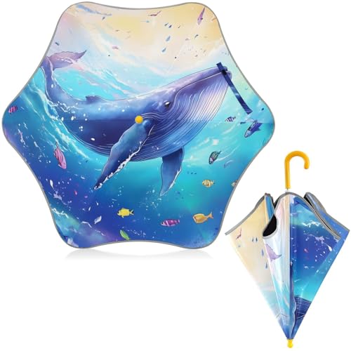 Parapluie pour enfants compact bleu protection UV avec bandes réfléchissantes