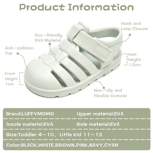 Image of Luffymomo Unisex Kids Closed Toe EVA Sandals | Boys Girls Summer Sport Lightweight Sandal,Outdoor Water Shoes