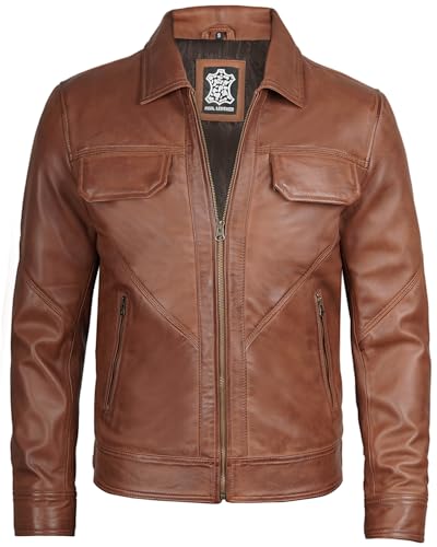 Image of Decrum Mens Leather Jacket - Real Lambskin Vintage Style Leather Jackets for Men