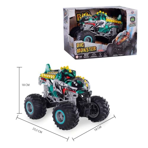 Carro Controle Remoto Bateria, Carrinho Monster com Fumaça (Verde Dinos)
