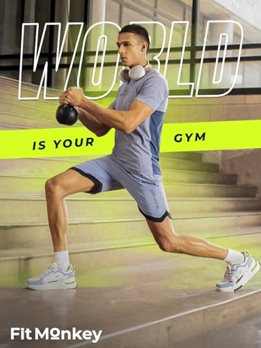 Image of FitMonkey Sports Crew Neck Stretchable Dry Fit T Shirt | Regular Fit Textured T Shirt for Men |Sport T Shirt for Men | Quick Dry Technology with Moisture Control |Breathable & Lightweight