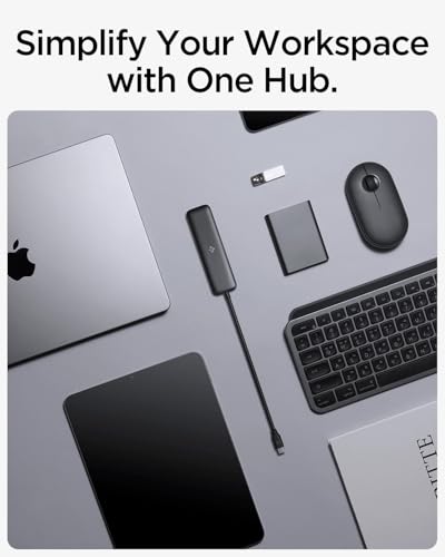 Image of Spigen ArcDock 4-in-1 3.2 Gen 1, Type-C Hub with Multi Port (2 x USB-A 5Gbps, 2 x USB-C 5Gbps) for MacBook Neo /Air /Pro M1 /M2 /M3 and Laptops - Black