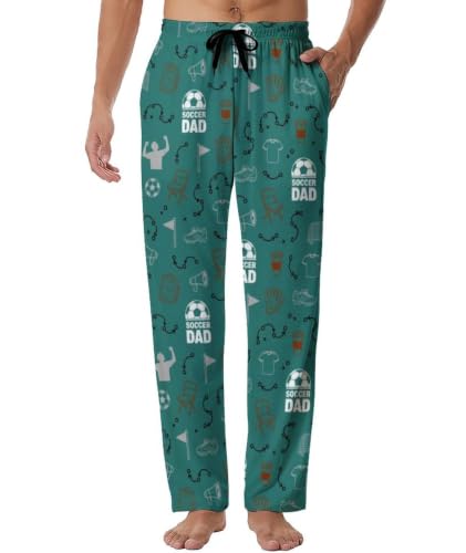 Mens Pajama Pants Funny Pajamas Sleep Lounge Pants Soccer Dad Green M