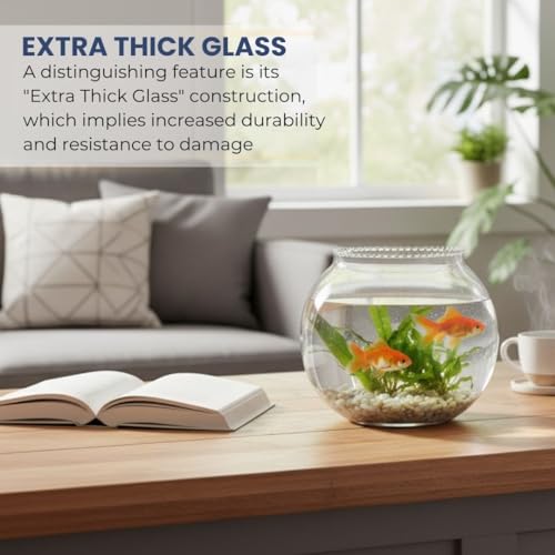 Image of CAS 1L to 14L Glass Fish Bowl (6 INCH, Extra Thick Glass) 1.6 litres