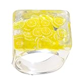 JECOMPRIS Anillo de Resina Creativo para Mujer Diseño Ancho y Colores Surtidos, Decoración Diaria y Accesorio Ideal para Fotos y Fiestas Color Aleatorio