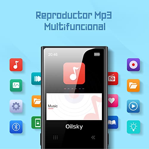 Leitor de mp3 de 32 GB com bluetooth 5.0, reprodutor de música Oilsky D22 com rádio FM, gravador de