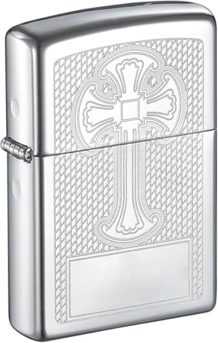 Encendedor Zippo Cruz Ornamental Cromo Alto Brillo miniatura 1