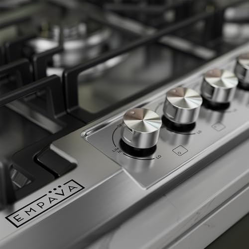 Empava 36 Inch Built-in Gas Cooktop with 5 Sealed SABAF Burners, Stainless Steel Surface, LPG/NG Convertible, Flame Failure Protection, Dishwasher Safe Grates