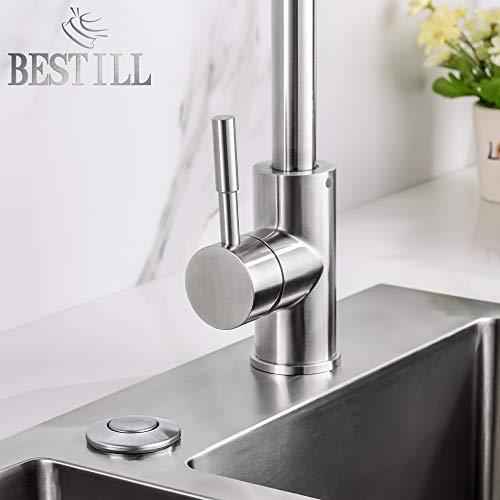 BESTILL Sink Top Garbage Disposal Air Switch Button with Air Hose, Brushed Nickel Long Button - Thumbnail 2