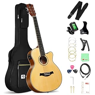 Vangoa 3/4 Guitare Electro Acoustique 36 Pouces 2 Bandes EQ Folk Guitare Set avec Kits Débutants - Les Beatles, Paul McCartney, John Lennon, RIngo Starr, George Harrison