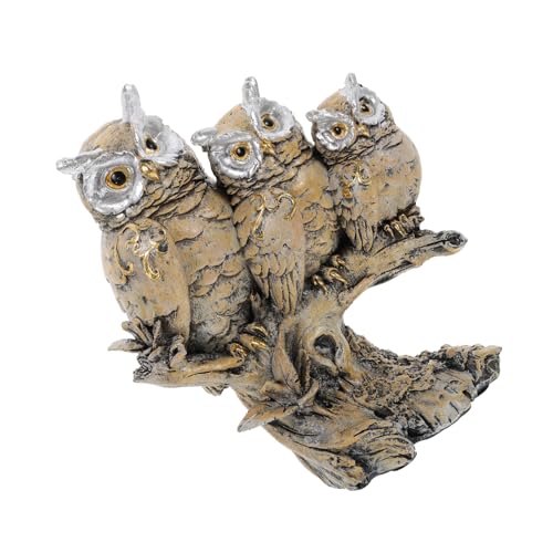 Generic フクロウの樹脂置物 デスクインテリア ? 省スペース設計 ギフトに最適 風景雑貨 (15.50X12.00X7.00CM,グレー)