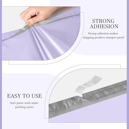 Image of Metronic Large Poly Mailers 24x24 300 Pcs, Strong Adhensive Shipping Bags for Clothing, Waterproof Mailers Bags for Small Business, Shipping Envelopes, Tear-resistant Mailing Bags Bulk in Lilac Purple