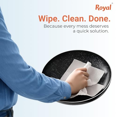 Image of Royal Silky Kitchen Tissue Rolls - 480 Pulls | 60 Kitchen Towels X 8 Rolls| 2-Ply Soft & Strong Kitchen Paper Towel | Highly Absorbent Disposable Kitchen Tissue | 2 rolls x Pack of 4