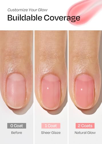 Image of ohora Natural Glow Water Syrup Nail Strengthener (Strawberry) - Tinted Nail Hardener for Brittle, Damaged Nails, Quick-Dry Glossy Finish, Nail Repair & Growth, 15 mL