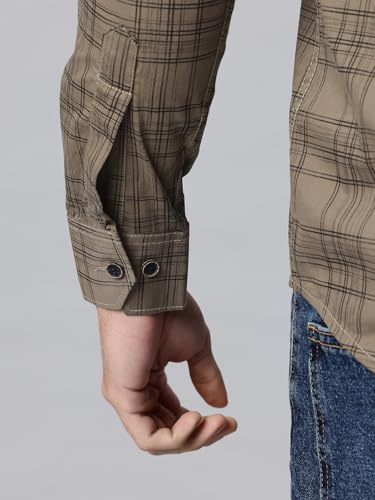 Image of Majestic Man Men's Pure Cotton Cargo Checkered Shirt with Dual Flap Pockets - Slim Fit | Full Sleeve | Casual Wear | Trendy & Comfortable
